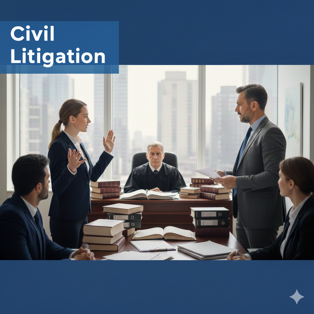 Symbolic image of scales of justice representing general civil law.